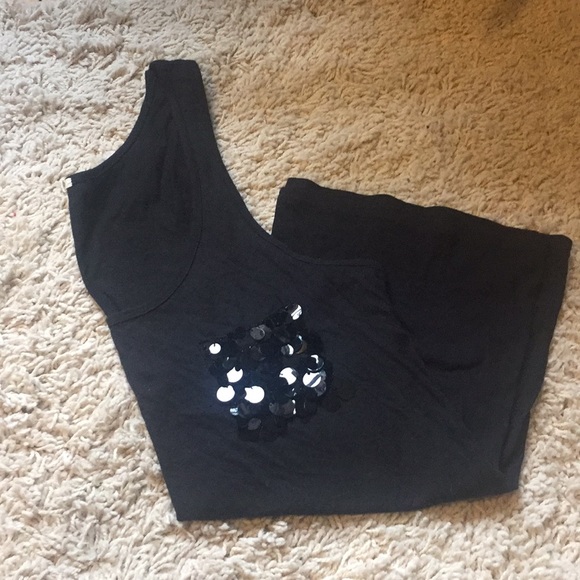 J Crew black tank with sequins - Picture 2 of 4